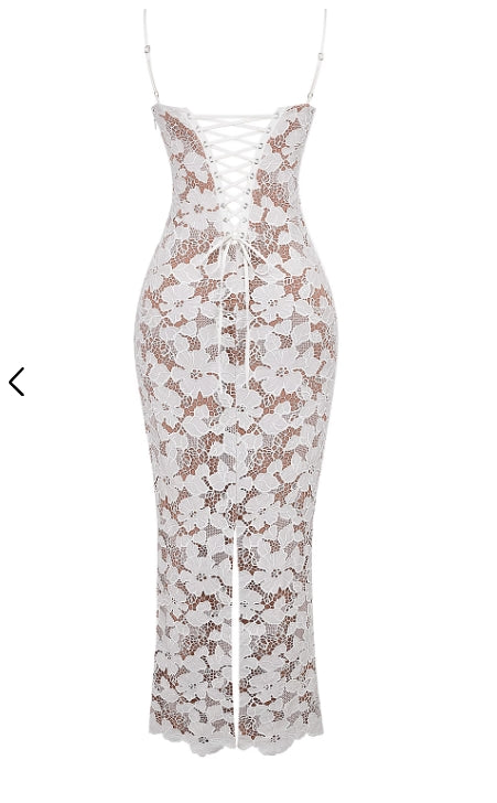 House of CB Pearl White Floral Embroidered Maxi Dress RRP £219