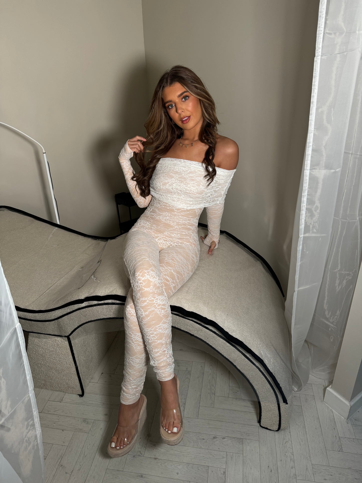 Wanderdoll Riri Lace Jumpsuit - White RRP £79.99