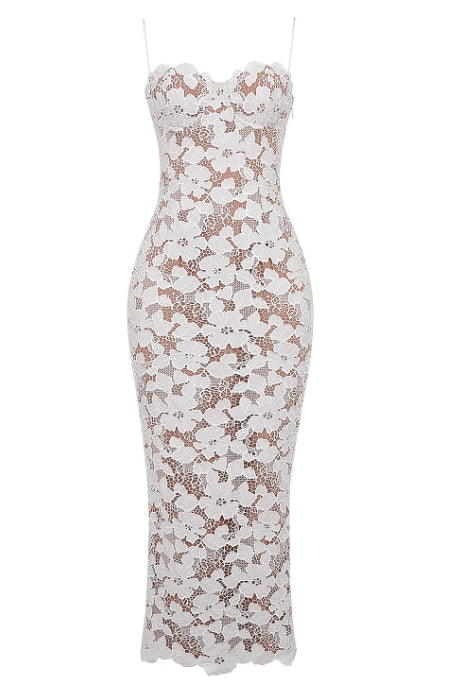 House of CB Pearl White Floral Embroidered Maxi Dress RRP £219